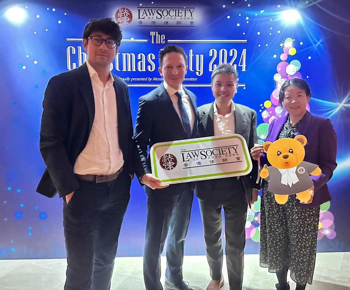 William Mak and Pascal-André Gérinier at the Law Society of Hong Kong Christmas party